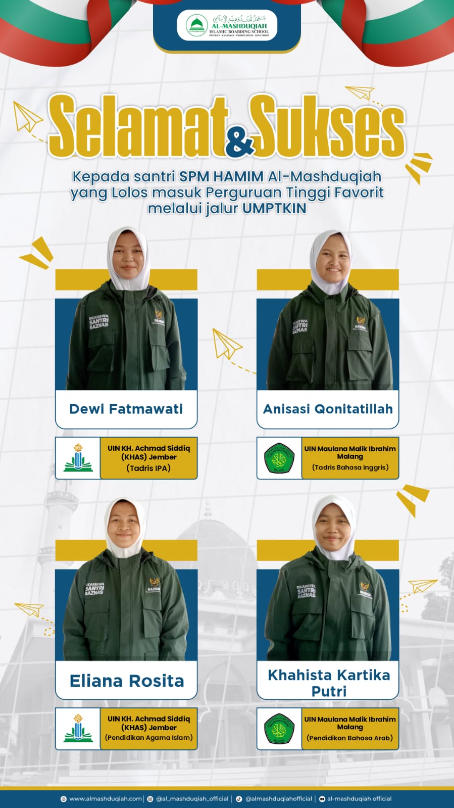 ” 4 Santri SPM HAMIM Al-Mashduqiah Tembus UMPTKIN 2025: Bukti Nyata Mutu Satuan Pendidikan Muadalah”